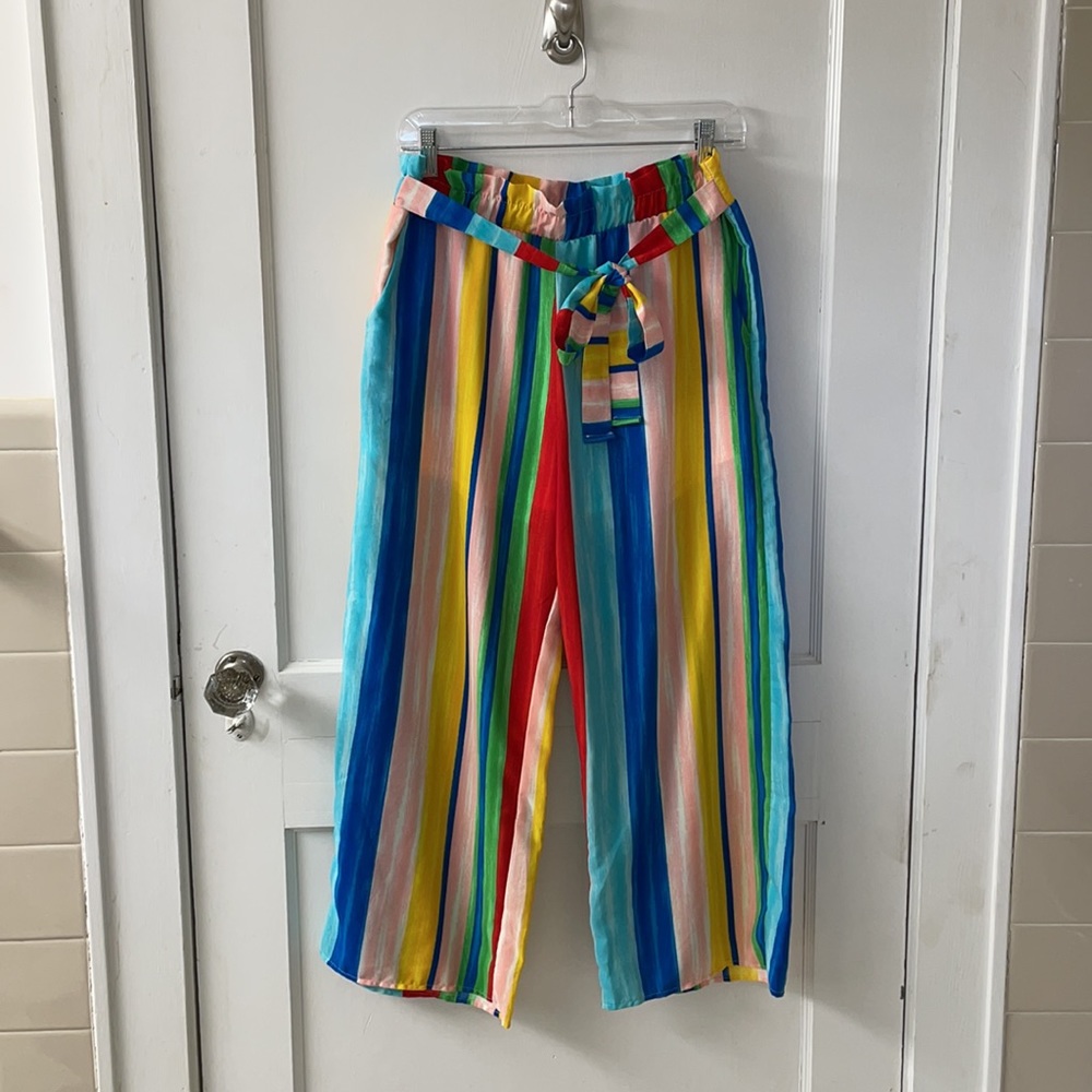 Cropped Rainbow Palazzo Pants - Red Dress Boutique